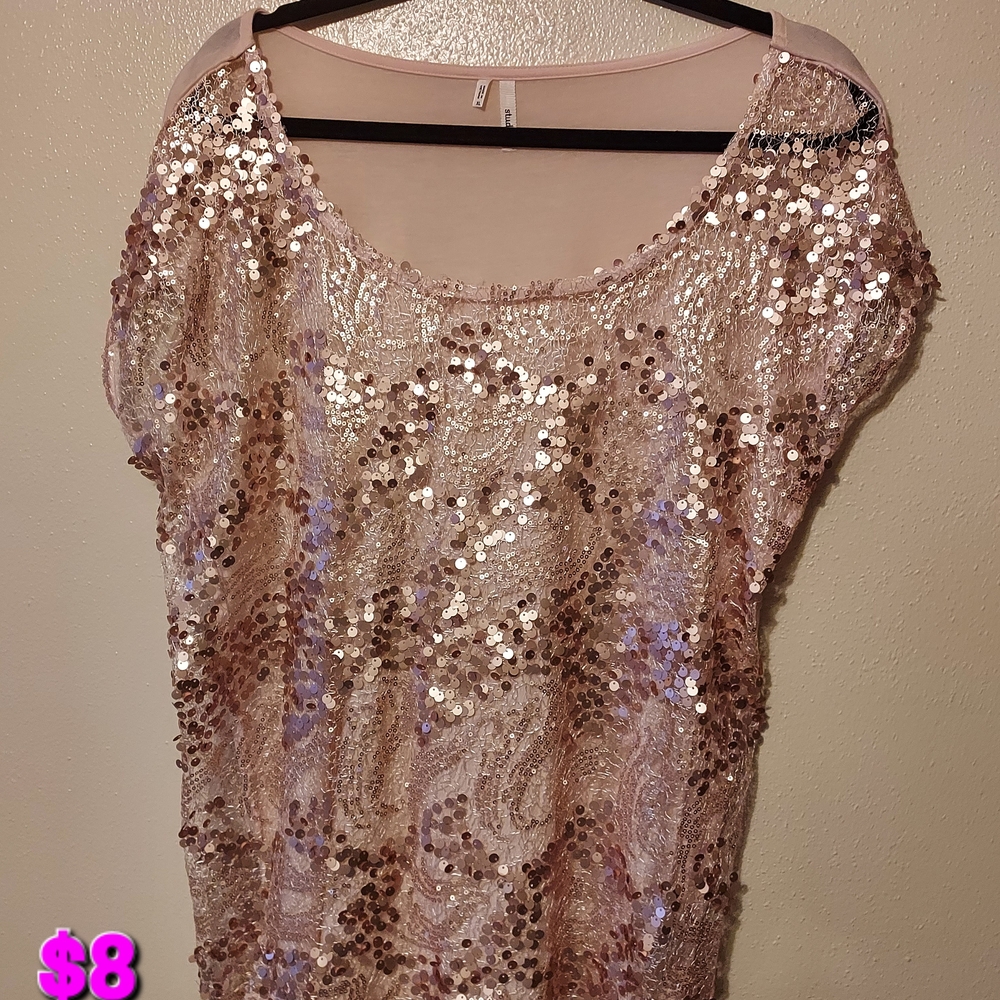 Studio Y Gold Sequin Blouse Relaxed Fit